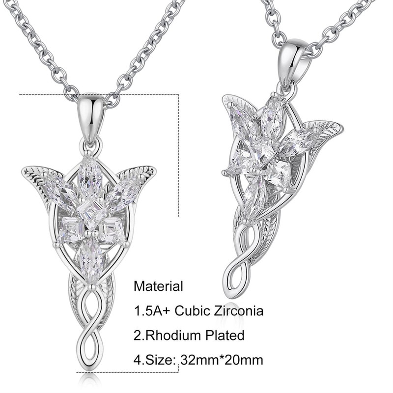 Arwen Evenstar Necklace for Women Cubic Zirconia, Elvish Jewelry for