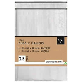 PackageZoom 25 Pcs Poly Bubble Mailers 14.5x20 Padded Envelopes #7 Shipping Envelopes 2.5 Mil