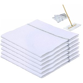 Generico Cuban Style Mop Cloth Set (6 Pack) - 100% Cotton, Hard Floor, White