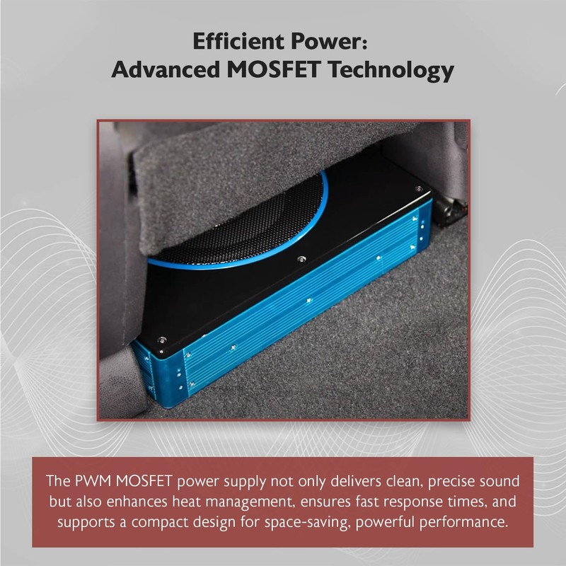 Rockville RW8CA 600W Low Profile Under-Seat Active Car Subwoofer, 2