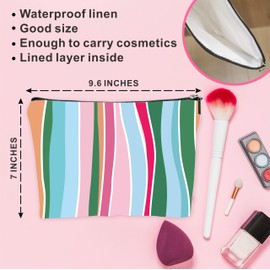 Cudwid Funny Makeup Bag For Women, Minimalism Colorful Stripes Theme Makeup Bag For Girl, Birthday Gifts To Sister,Friends，Coworker, Fun Travel Makeup Bag, Women'S Decorations & Accessories-07