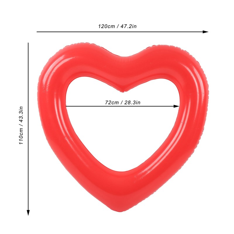 Heart Shaped Swimming Circle 120cm Thick Tear Resistant PVC Material