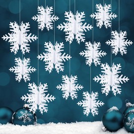 Becellen Pack of 24 Christmas 3D Snowflakes Decoration, White Christmas Tree Decoration, Paper Christmas Tree Snowflake Christmas Decoration for Christmas Party Decoration