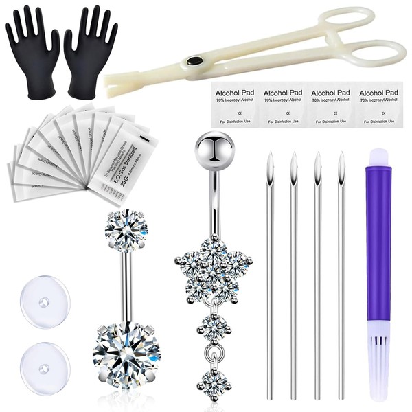 judero Belly Piercing Kit 16Pcs Belly Button Piercing Kit Includes