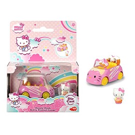Dickie Toys 253241003 Hello Dazzle Dash Kitty Pretzel Toy Car with Removable Set of Vehicle and Figure, Vehicle Length: 6 cm, Figure Size: 2.5 cm, from 3 Years, Pink