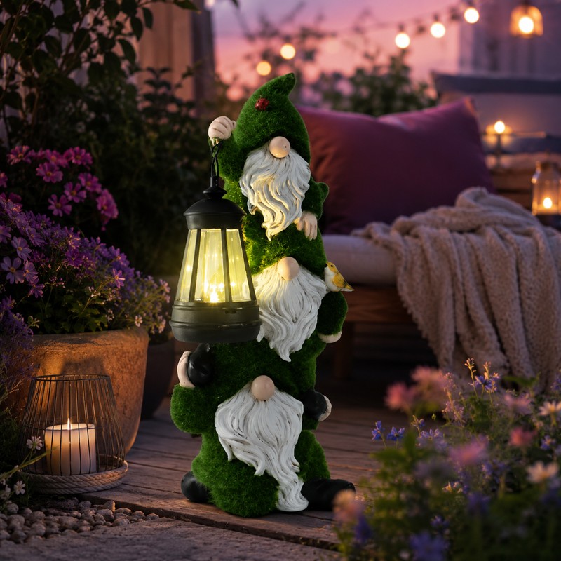 Solar Gnome Garden Statue for Outdoor Decor – Cute LED
