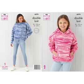 King Cole Ladies & Girls Double Knitting Pattern Sweater & Hoodie (6078)