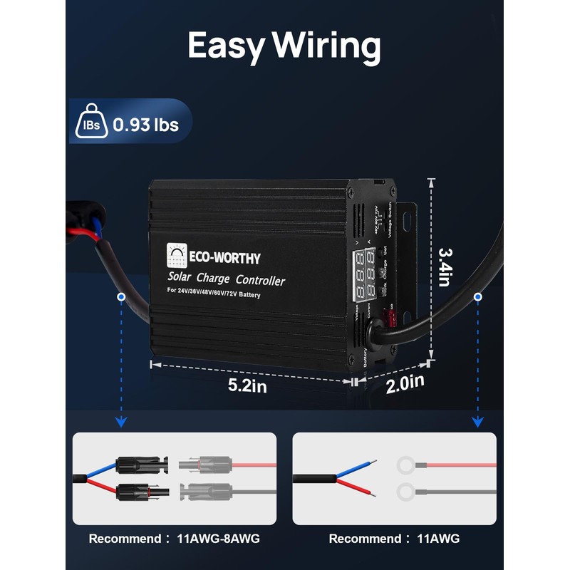 ECO-WORTHY 12A Boost MPPT Solar Charge Controller Solar Panel Regulator