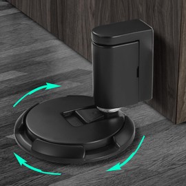 Mechanical Door Stopper, Adjustable Floor Door Stop for Door Clearance up to 0.75 Inch in Height, Upgrade Punch-Free Mechanical Silent Floor Door Stop Heavy Duty Adjustable Door Stop -Black