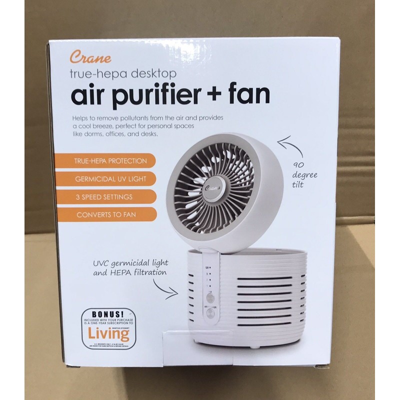 CRANE (EE5073) TRUE HEPA DESKTOP AIR PURIFIER+ 3-SPEED FAN **BRAND