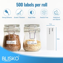500 Pcs Freezer Labels, 1 x 3 Inch Refrigerator Food Label Stickers, No Residue, Easy Peel Off, Water & Oil Resistant, Labels for Food, Freezer Bags, Jars, and Containers