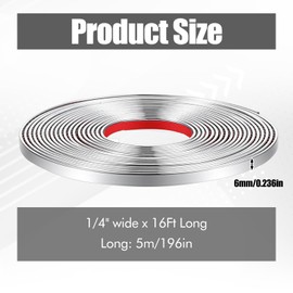 16Ft Chrome Car Trim Strip Self-Adhesive Chrome Tape Chromes Window Trim Universal Door Edge Guards for Bumper Window Door Body Side Decorative Strip Scratch-Proof