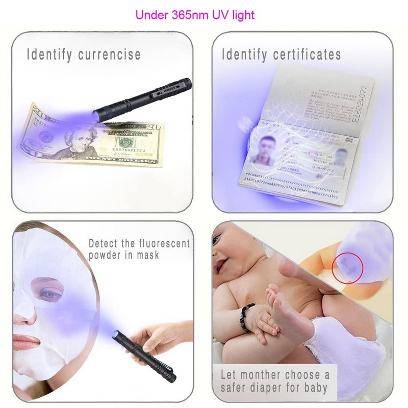 WONDSUNSON 2 x 365nm 395nm Black Light UV Flashlight Mini