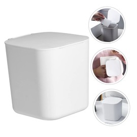 LABRIMP 1pc Multifunction Desktop Trash Can Lid Cute Mini Trash Bin for Home Office Retro Design Debris Storage Container for Desk Organization and Decoration
