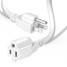 VSEER 1 Feet 1875W 15A Heavy Duty Extension Cord Outlet Saver 3-Prong 14 AWG Short Power Extension Cord White,UL Listed