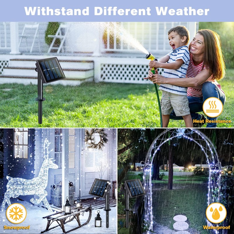 JMEXSUSS 4 Pack 100 LED Solar String Lights for Outside,
