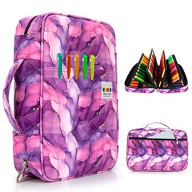 YOUSHARES Big Capacity Colored Pencil Case - 300 Slots large Pen Case Organizer with Multilayer Holder for Prismacolor Colored Pencils & Gel Pen (Marble Purple)