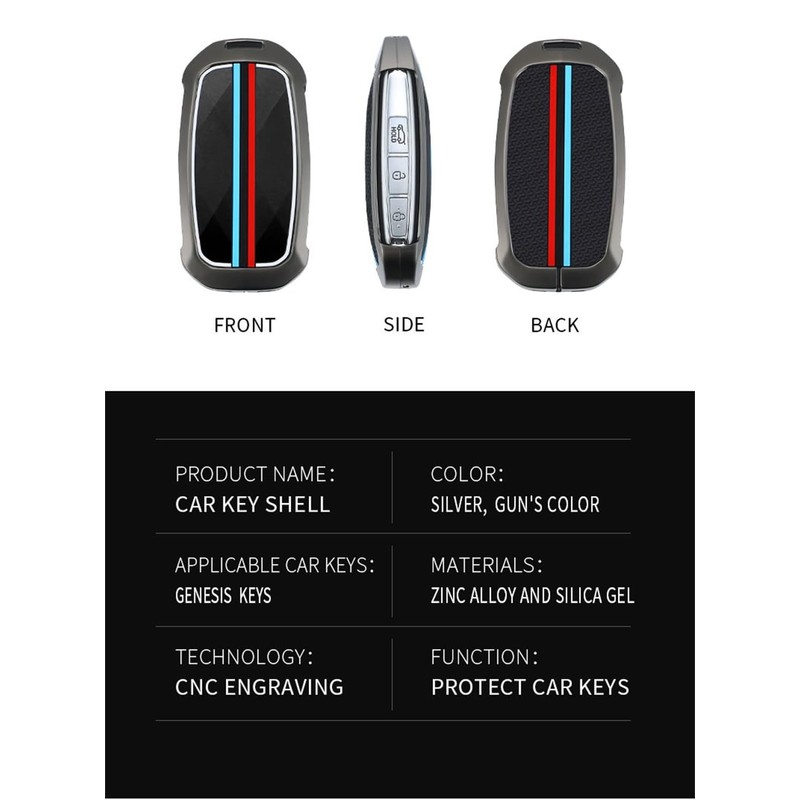 TECART Zinc Alloy Key Fob Cover with Keychain Fit for