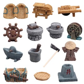 Cayway Mini Fairy Garden Accessories Kit, 14 PCS Zen Garden Accessories Garden Farm Tools Miniature Garden Decorations for Micro Landscape Decoration