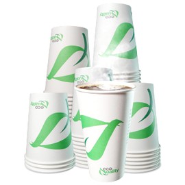 20 oz Compostable Paper Cups - Biodegradable Disposable White Paper Coffee Cups PLA Lined - Eco-friendly Hot and Cold Drinking Cups for Travel, Picnic, Party and Events (25)