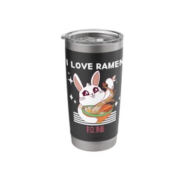 I Love Ramen Cute Kawaii Rabbit Eats Ramen Japanese Anime Stainless Steel Insulated Tumbler