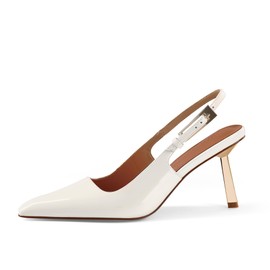 iiimmu 3.5 in Stiletto Heels Ivory White Pointed Toe Heels for Women Dressy Evening, Size 7.5