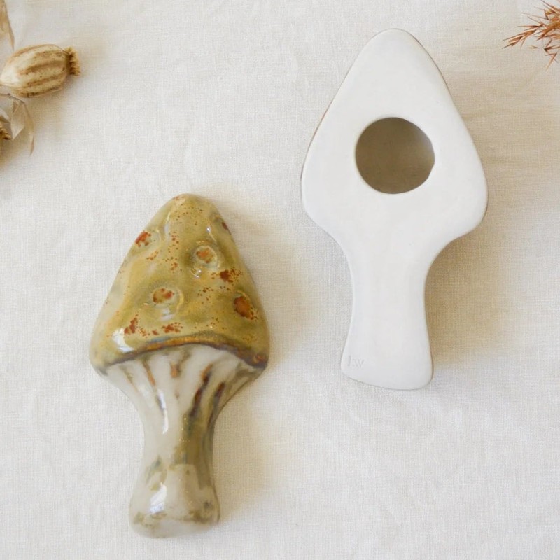 Kim Wallace Ceramic Wall Hanging - Mushroom Medium, Vintage Red
