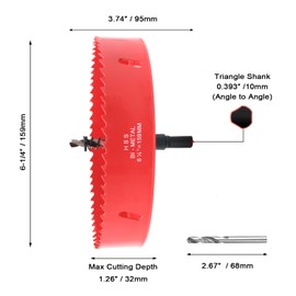 Hole Saw 6 1/4" / 159mm, HSS Bi-Metal Drill Hole Cutter with Mandrels for Wood, Drywall, Plastic Plate, Ceiling, Plastboard