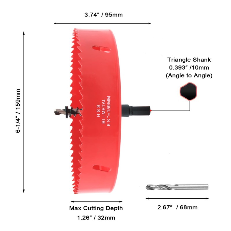 Hole Saw 6 1/4" / 159mm, HSS Bi-Metal Drill Hole