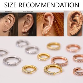 Lansora Cubic Zirconia Pave Cz Hoop Earrings Huggie Tiny Mini Small for Cartilage Sterling Silver Gold Plated 11mm 9mm 8mm 7mm Hoop Earrings