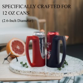 LEIAIRUI Slim Can Holder 12 Oz With Handle, 3d Printed Reusable Beverage Grip For Beer, Suitable For A Variety Of 12 Oz Canned Beverages And Beer (black)