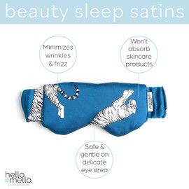 Hello Mello Beauty Sleep Satin Sleep Mask for Sleeping Satin Blindfold Elastic Strap - Sleep Easy Tiger