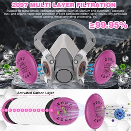 Aoebwpwi Reusable Full Face Gas Respirator Mask, Gas Masks with Activated Carbon Filter Against Gases,Dust,Organic Vapor,Fume (2, pink)