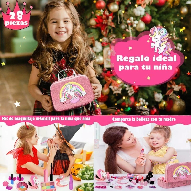 TAIMEI 28 Pcs Juego De Maquillaje De Niñas Maquillaje Lavable