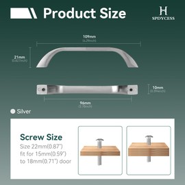 SPDYCESS Pack of 10 Cabinet Pull Handles, D-Shape Drawer Pulls Door Handle for Kitchen and Bathroom Cabinets Cupboard, Hole Spacing 96mm, Silver