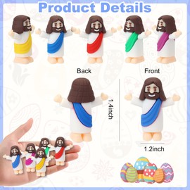 Voopurbic 25 Pcs Mini Jesus Figurines Bulk, Multi-Colors Little Jesus Figures for Hide and Seek Classic Religious Gifts, Sunday School Baptism Giveaways, Easter Party Supplies
