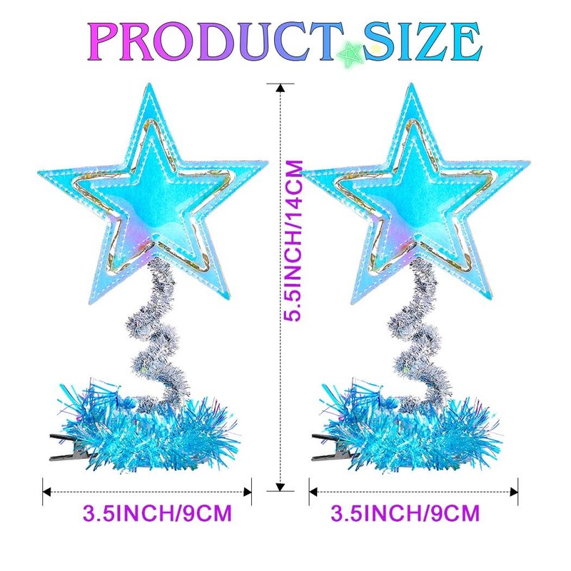 JONKY Light Up Star Hair Clips LED Headpiece Glow Cosplay