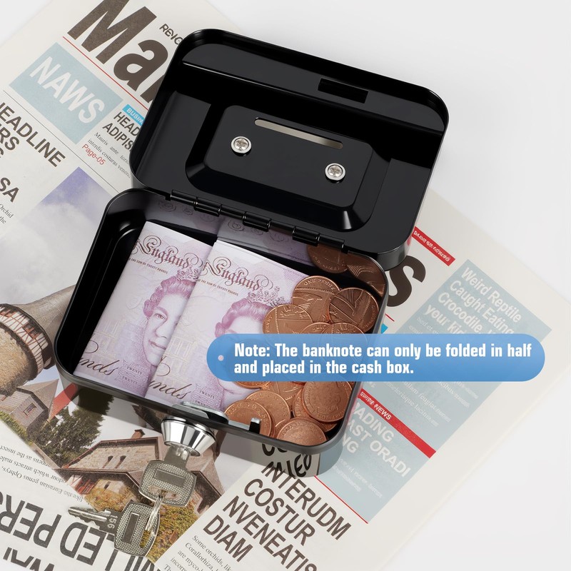 Cash Box with Lock Small Lock Box with Money Slot