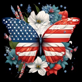Patriotic Diamond Art Kit for Adults Independence Day Butterfly Diamond Painting Kits for Adult Beginners Full Drill Round 4th of July Diamond Art Painting Kits for Home Wall Decor 13.8x13.8in