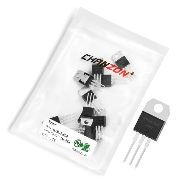 Chanzon BTB16-600 TO-220AB Bi-Directional Triac Thyristor Transistor, Double Silicon Controlled