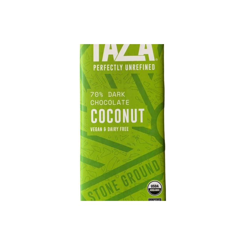 Taza Chocolate Organic Amaze Bar 70% Stone Ground, Coconut, 2.5