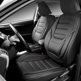 BACLAUGH Full Sets of Car Waterproof Leather Seat Covers,Black Car Seat Cover,Car Seat Covers Front Seats and Back,Compatible with Most Cars, SUVs, Trucks and Pickups