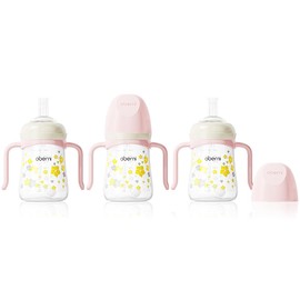 Obenri Baby Sippy Cup 240ml/8oz, Toddler Water Drinking Bottle with Non-Spill Valved Spout and Handle for 6+ Months, Pink/3Pack