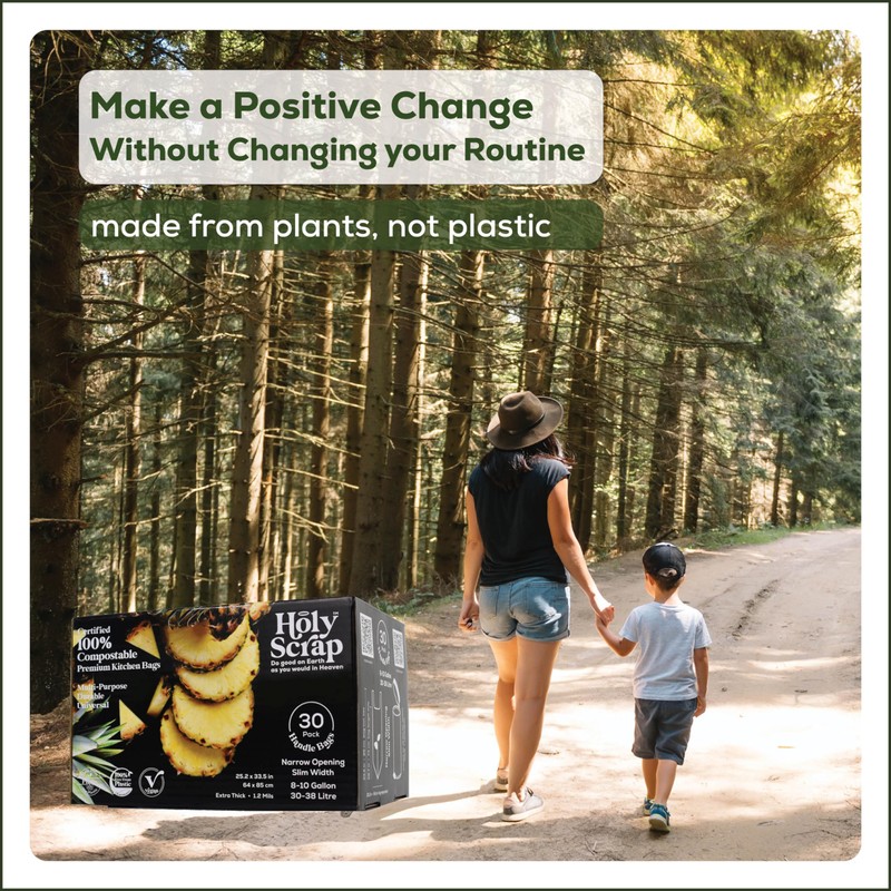 HOLY SCRAP! Large Slim Compostable Trash Bags - 8-10 Gallon,