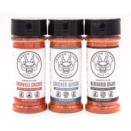 Dragon Island Spice Company - Cajun Wings Spice Set | Seasoning Gift Pack - Blackened Chicken, Chicken Wings, Nashville Chicken - 3 Units Per Kit