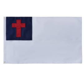 AMZFLAG 2x3 Christian Flag for Outside Heavy Duty Polyester Christian Flags Embroidered Cross Jesus Christ Church Flag with 2 Brass Grommets Outdoor Indoor