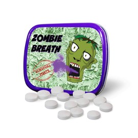 Funny Statement Mints - Breath Fresheners for Adults - Mens Gag Gifts, Stocking Stuffers, Candy Basket Fillers - Sugar-Free - Pocket-Size Metal Tins (Zombie)
