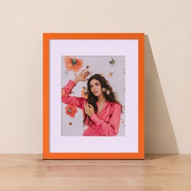 Vittanly 11x14 Picture Frame, Display Pictures 8x10 with Mat or 11x14 without Mat, Engineered Wood with Shatter Resistant Plexiglass, Photo Frame for Wall or Table Top Display, Orange, 1 Pack