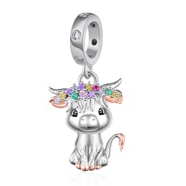 Highland Cow Charm S925 Sterling Silver Highland Cow Gift for Women Cow Jewerly Gift for Women
