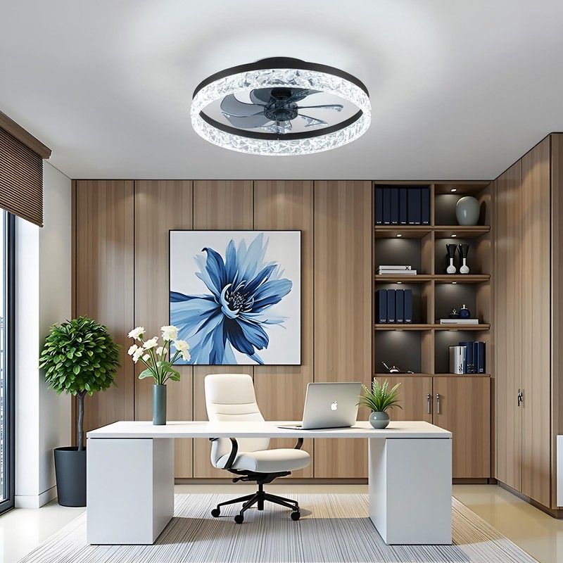 KDG 19.7" Low Profile LED Ceiling Fans with Light, Reversible